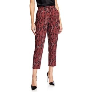 NWT L’agence Ludivine Deep Red and Black Snake Print High Waisted Trouser Pants